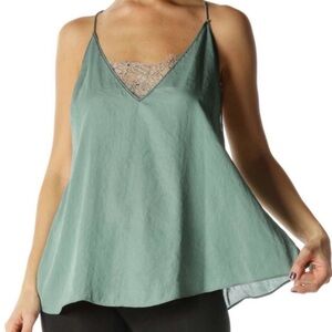 Free People Teal Camisole with Lace Detail